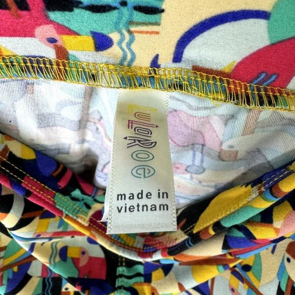 LuLaRoe Geometric Toucan Tropical Parrot Flamingo Leggings Women's OS One Size - Picture 6 of 12